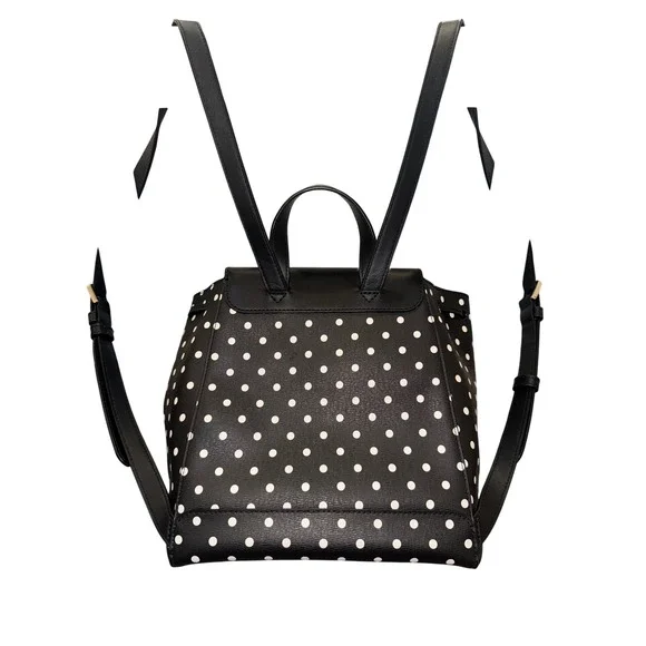 Kate Spade New York Minnie Mouse Polka Dot Backpack Black Red Bow Disney - Picture 9 of 14